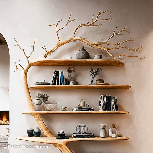 Bookcase That Looks Like a Tree Artistic Wooden Bookcase Sculpted to Mimic a Real Tree for Rustic and Whimsical Home Decor