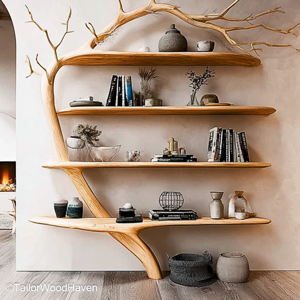 Bookcase That Looks Like a Tree Artistic Wooden Bookcase Sculpted to Mimic a Real Tree for Rustic and Whimsical Home Decor