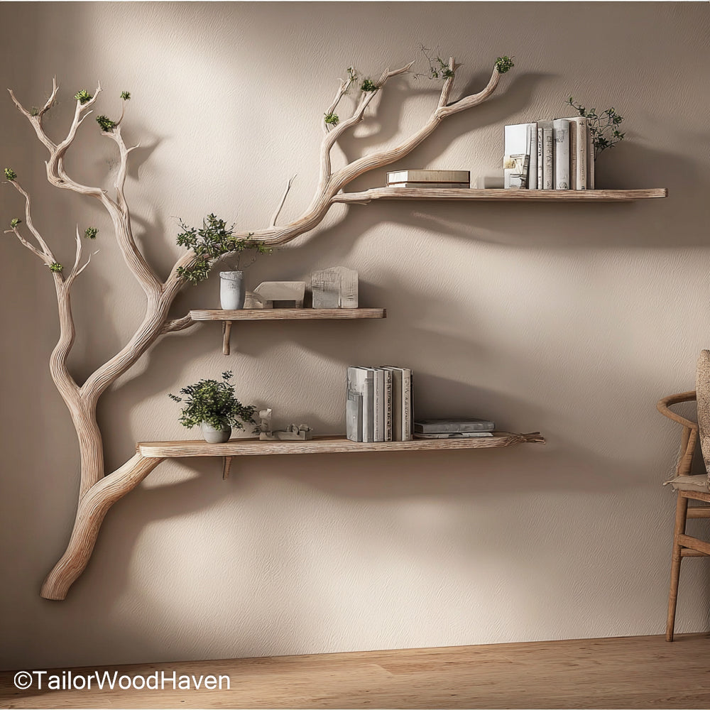 Mounted Tree Bookshelf Wall Mounted Wooden Tree Shelf That Combines Nature Inspired Art and Storage