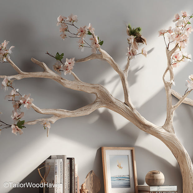 Rustic Tree Branch Wall Shelves Handmade Wooden Floating Bookshelves Inspired by Nature’s Organic Shapes
