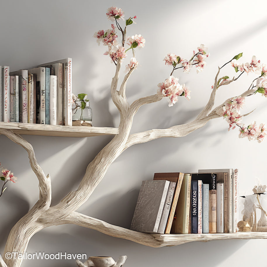 Floating Tree Branch Shelf Unique Wall Bookshelf Made from Real Wood in the Form of Tree Branches