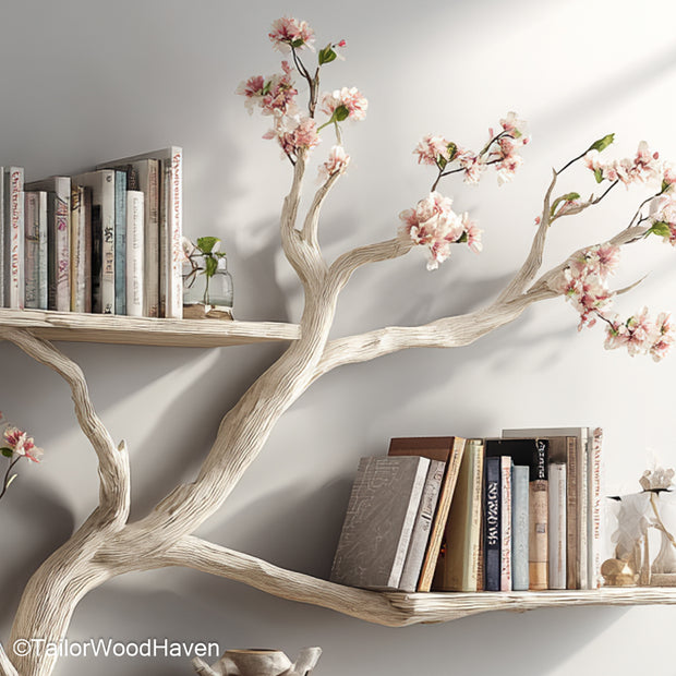 Floating Tree Branch Shelf Unique Wall Bookshelf Made from Real Wood in the Form of Tree Branches