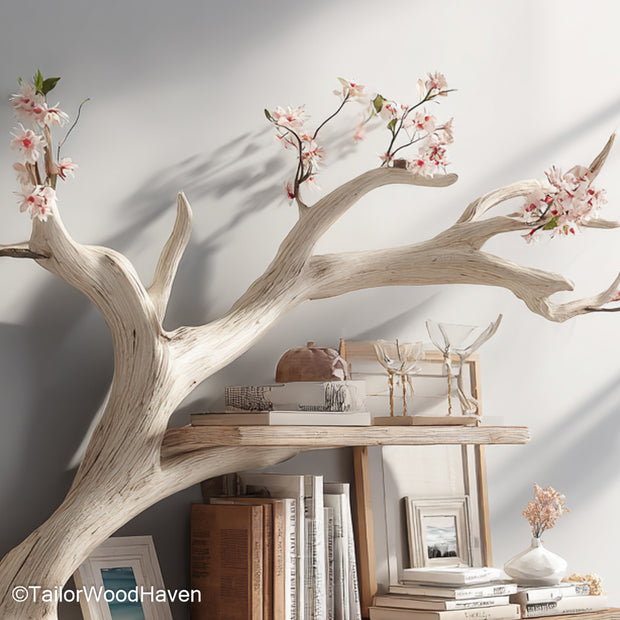 Tree Branch Floating Bookshelf Handmade Wall-Mounted Wooden Shelf That Mimics Natural Branch Shapes