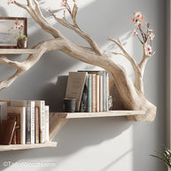 Tree Branch Wall Bookshelf Wooden Wall Mounted Tree Shelf with Branch Design for Rustic and Nature Inspired Interiors
