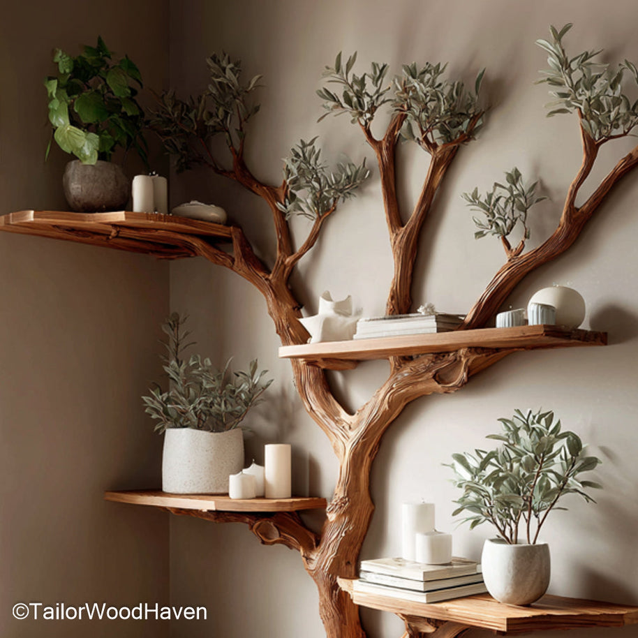 Tree House Book Shelf Whimsical Wooden Bookshelf Inspired by Tree Houses, Perfect for Kids’ Rooms or Play Areas