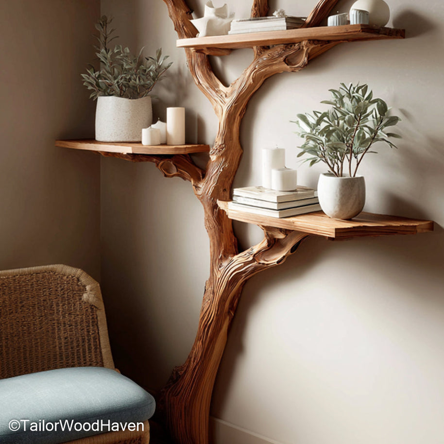 Tree House Book Shelf Whimsical Wooden Bookshelf Inspired by Tree Houses, Perfect for Kids’ Rooms or Play Areas