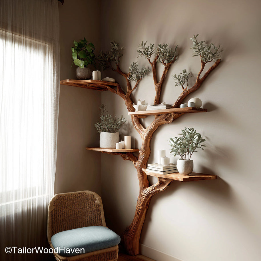 Tree House Book Shelf Whimsical Wooden Bookshelf Inspired by Tree Houses, Perfect for Kids’ Rooms or Play Areas