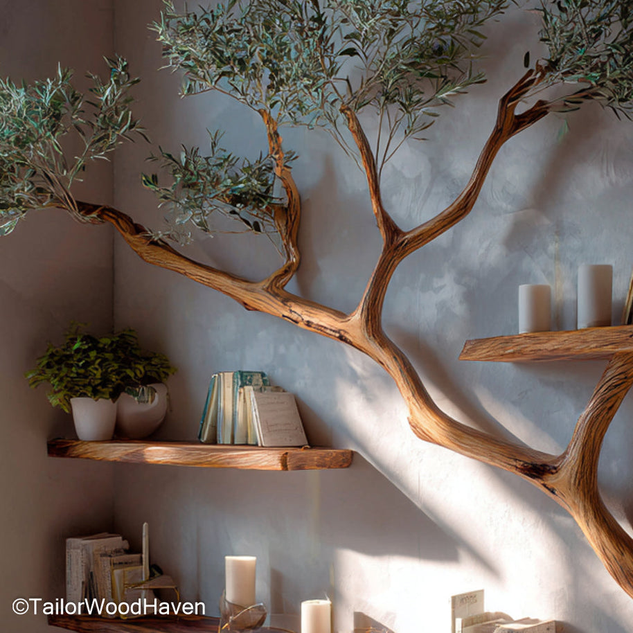 Tree Log Bookshelf Solid Log and Wood Bookshelf Designed to Look Like a Carved Tree Trunk for Rustic Homes