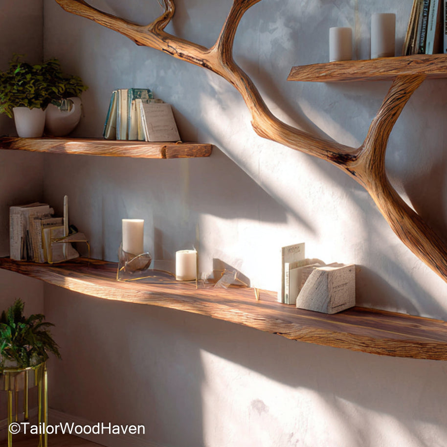 Tree Log Bookshelf Solid Log and Wood Bookshelf Designed to Look Like a Carved Tree Trunk for Rustic Homes