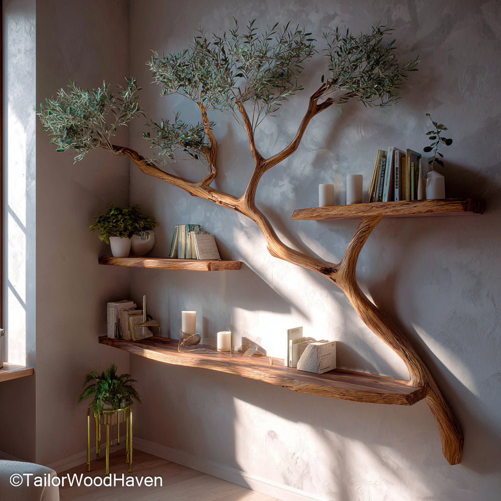 Tree Log Bookshelf Solid Log and Wood Bookshelf Designed to Look Like a Carved Tree Trunk for Rustic Homes