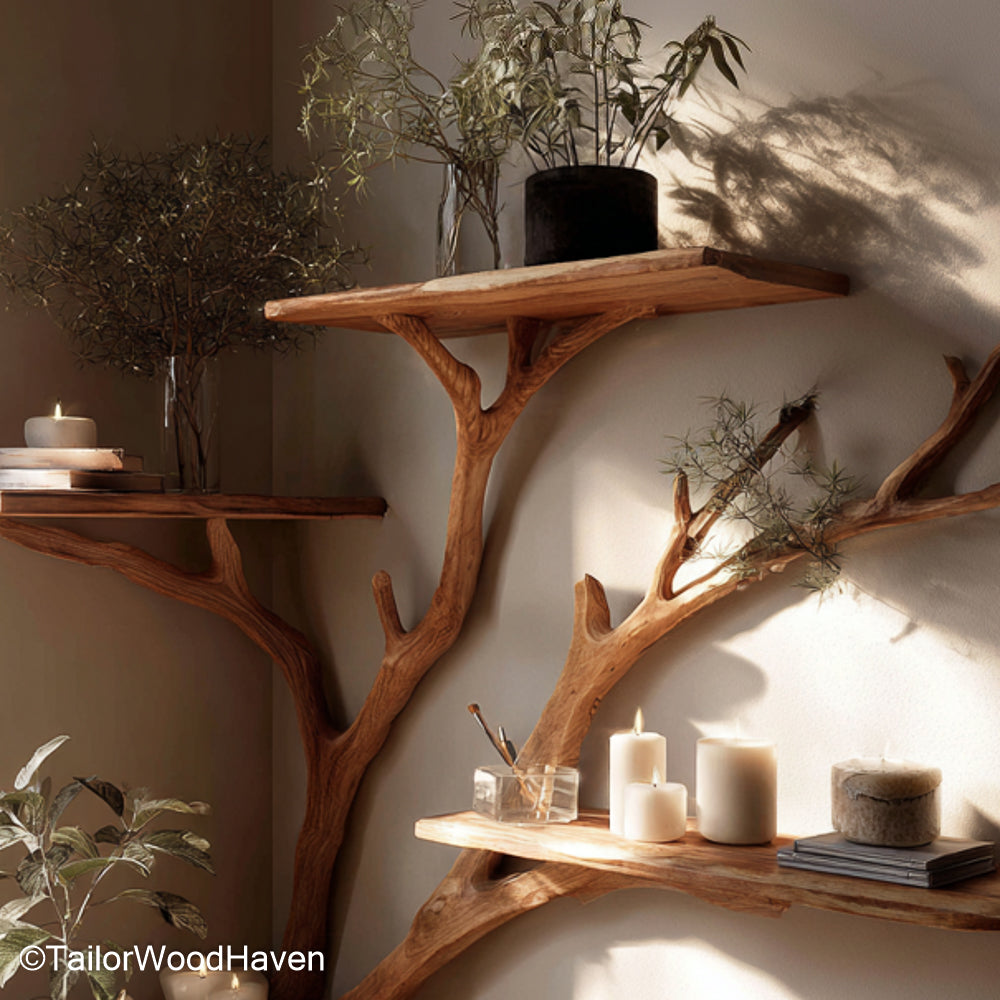 Tree Shape Book Rack Wooden Tree Shaped Rack for Books, Made for Artistic Storage in Small and Large Spaces