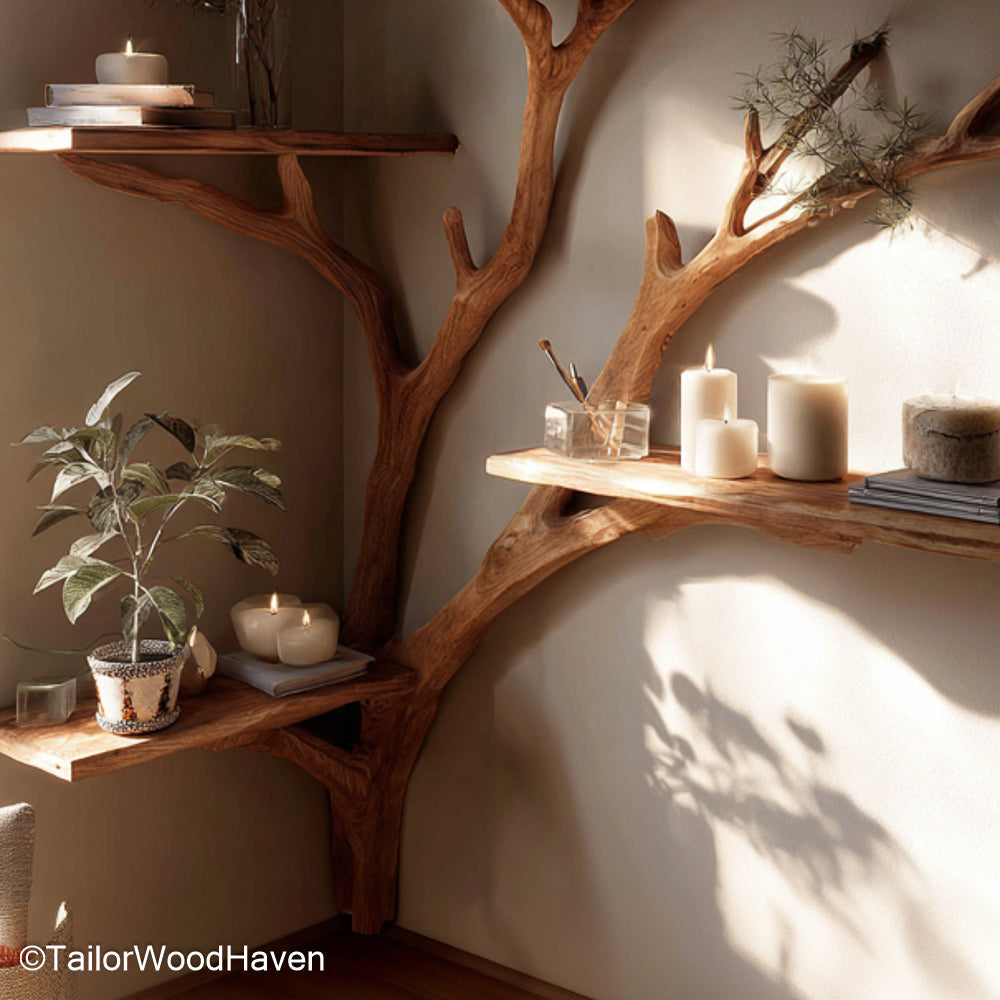 Tree Shape Book Rack Wooden Tree Shaped Rack for Books, Made for Artistic Storage in Small and Large Spaces