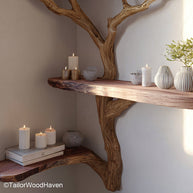 Tree Style Bookcase Freestanding Wooden Bookcase Designed in Artistic Tree Style for Rustic and Nature Inspired Interiors