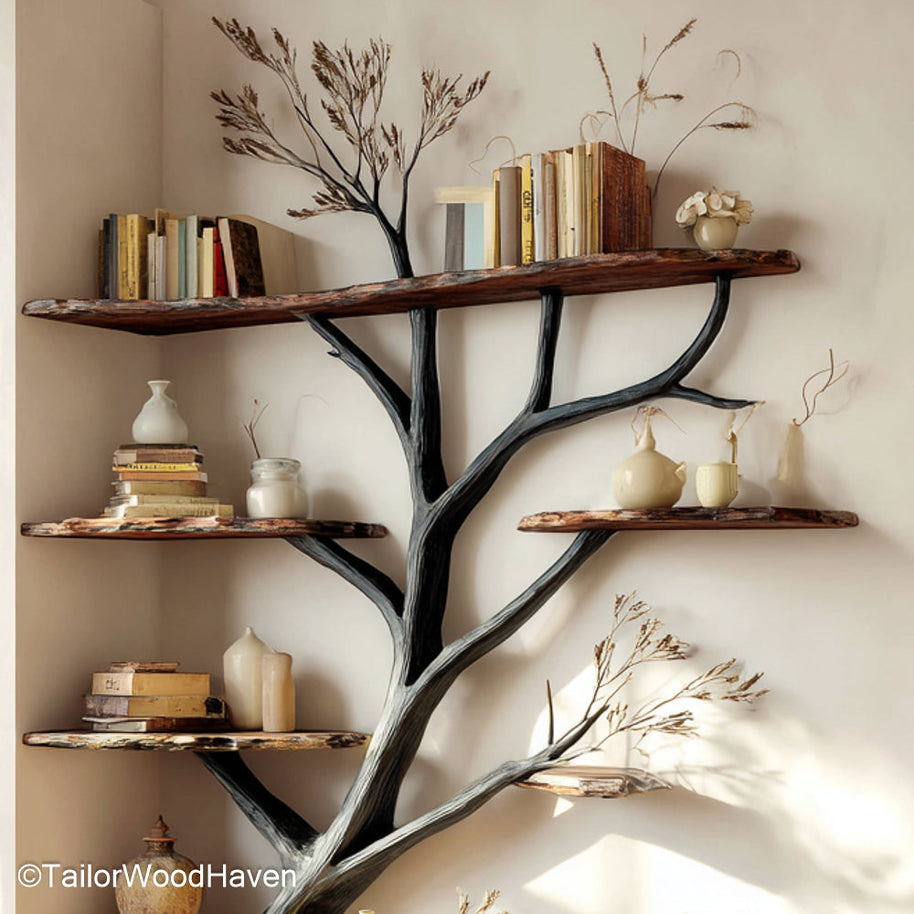 Tree Type Book Shelf Unique Tree Type Book Shelf with Vertical Branch Like Design for Creative and Rustic Book Storage