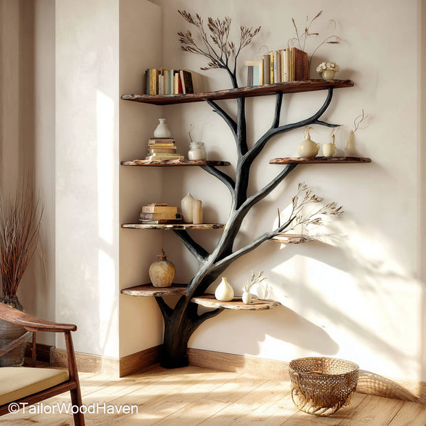 Tree Type Book Shelf Unique Tree Type Book Shelf with Vertical Branch Like Design for Creative and Rustic Book Storage