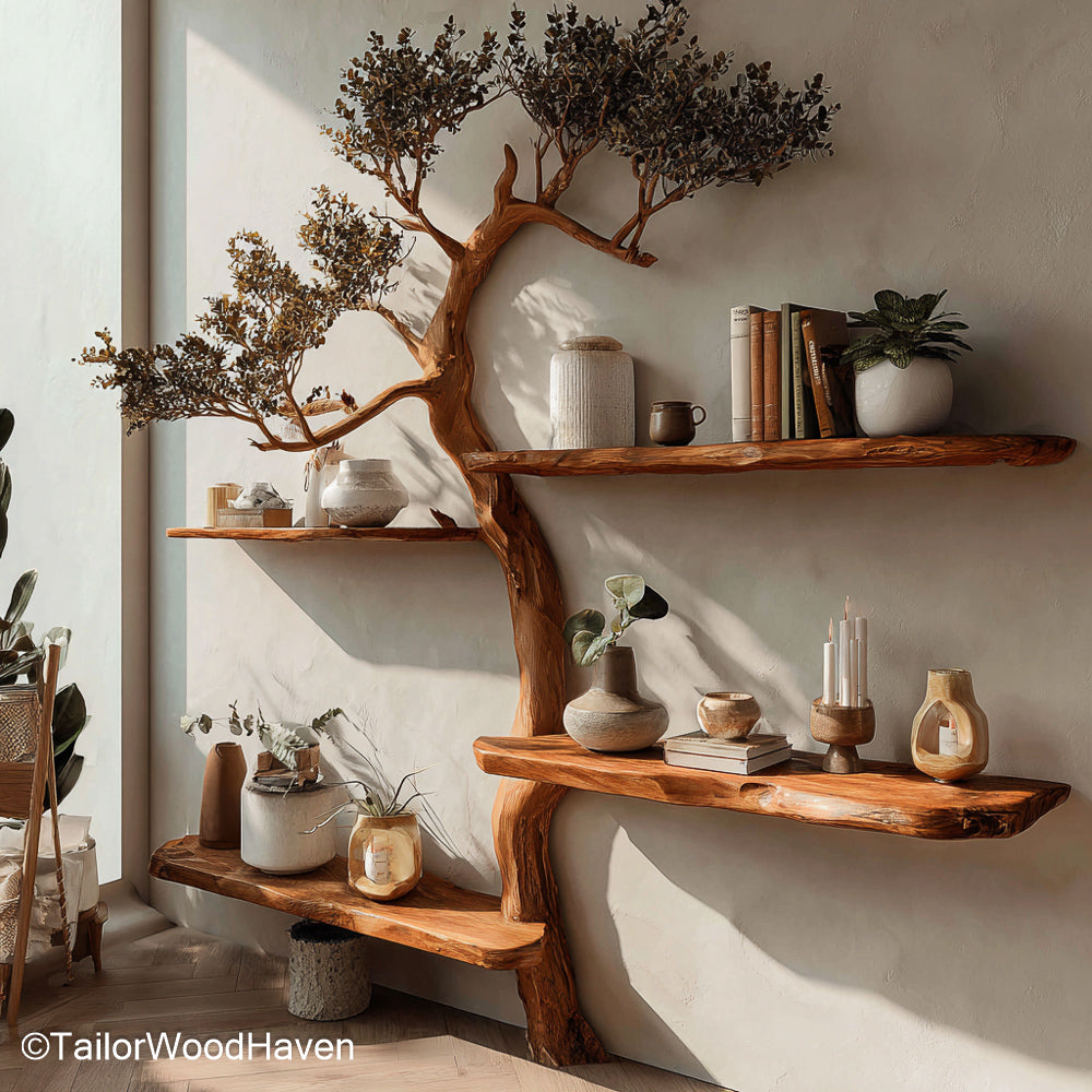 Book Stand Tree Tree Shaped Wooden Book Stand for Displaying Open Books, Cookbooks, or Featured Reads