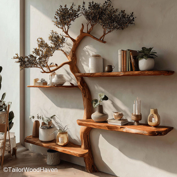 Book Stand Tree Tree Shaped Wooden Book Stand for Displaying Open Books, Cookbooks, or Featured Reads