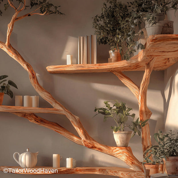 Bookshelf Tree Shape Vertical Wooden Bookshelf Designed in Tree Shape for Artistic and Nature Inspired Storage