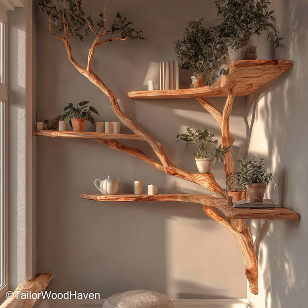 Bookshelf Tree Shape Vertical Wooden Bookshelf Designed in Tree Shape for Artistic and Nature Inspired Storage