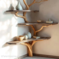 Branch Book Shelf Wooden Wall Shelf Inspired by Tree Branches, Ideal for Rustic or Organic Decor Themes