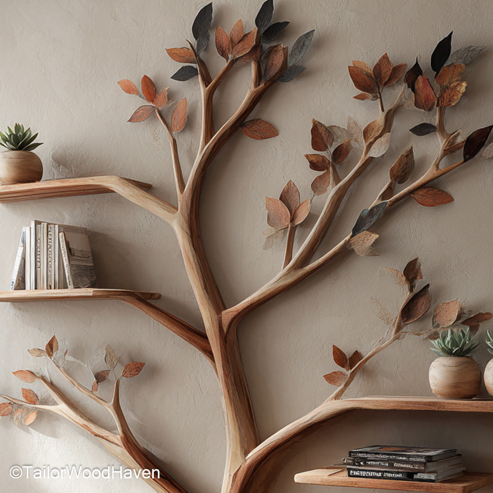 Minimalist Tree Branch Floating Shelf Handmade Wooden Wall Shelf for Boho or Rustic Home Decor
