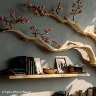 Tree Shaped Wall Bookshelf Handcrafted Wall Mounted Wooden Bookshelf in Tree Form for Living Rooms or Kids' Spaces