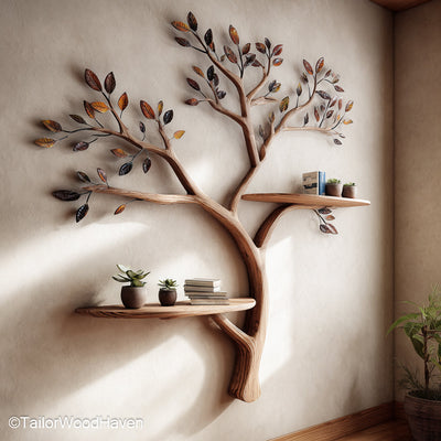 Wall Tree Bookcase Freestanding or Mounted Wooden Bookcase Designed in Tree Form to Add Charm to Any Room Wall