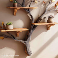 Wall Tree Bookshelf Handmade Wooden Tree Shelf for Wall Mounting Ideal for Rustic Boho or Eco Friendly Home Decor