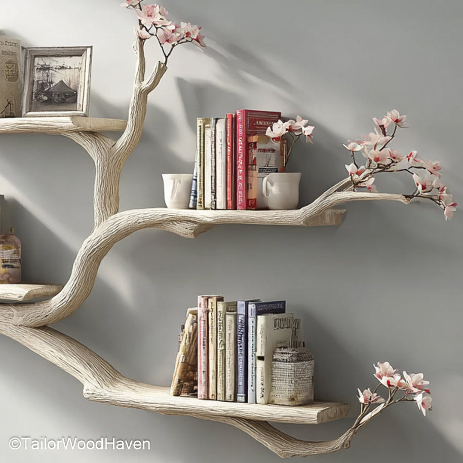 Wall Bookshelf Tree Decorative Wooden Tree Bookshelf That Mounts to the Wall Great for Artistic and Rustic Interiors