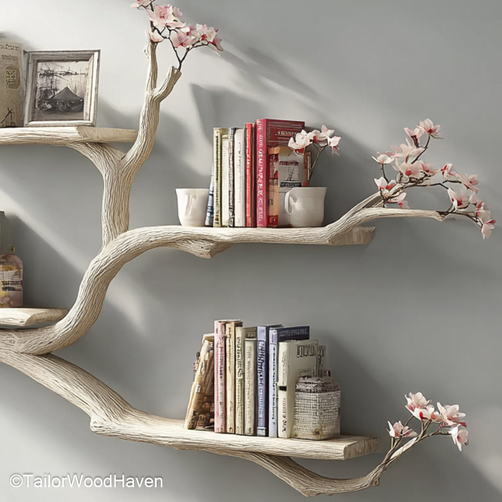 Wall Bookshelf Tree Decorative Wooden Tree Bookshelf That Mounts to the Wall Great for Artistic and Rustic Interiors