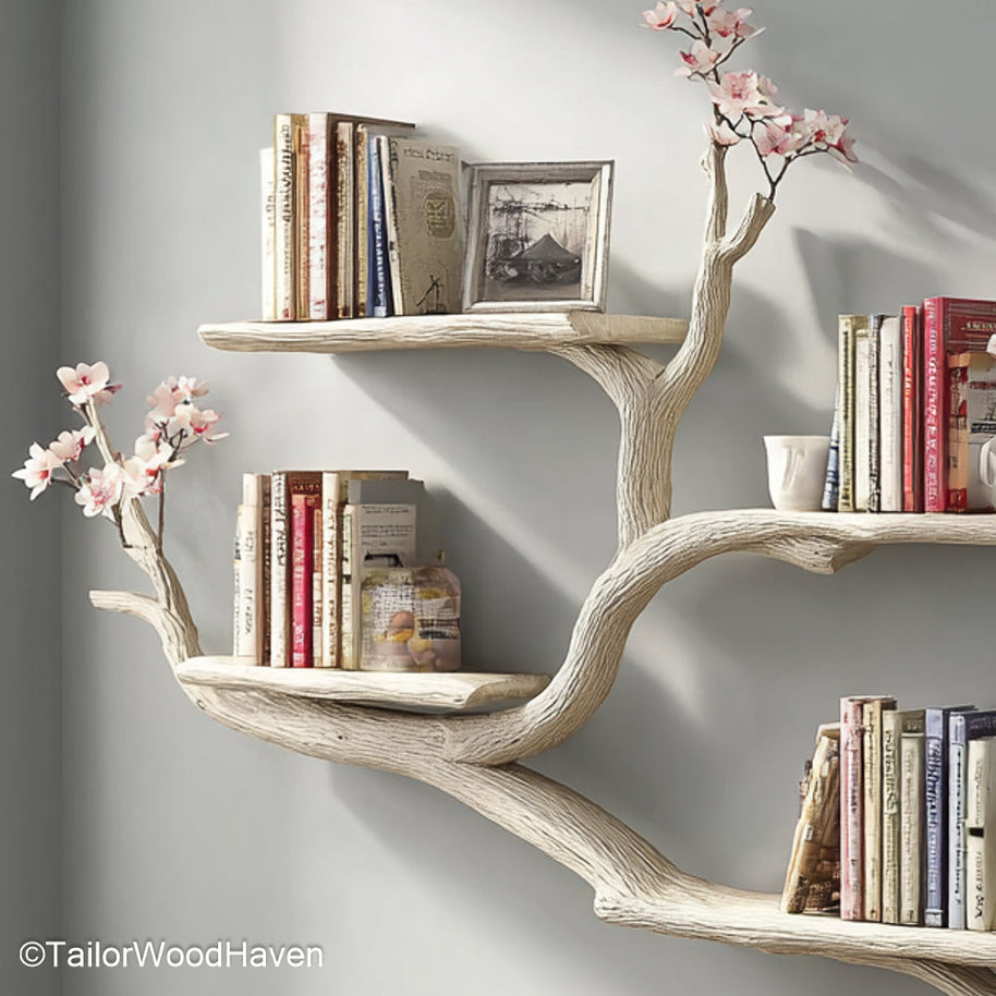 Wall Bookshelf Tree Decorative Wooden Tree Bookshelf That Mounts to the Wall Great for Artistic and Rustic Interiors