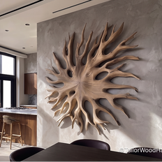 Radiating Driftwood Wall Sculpture | Natural Real Wood
