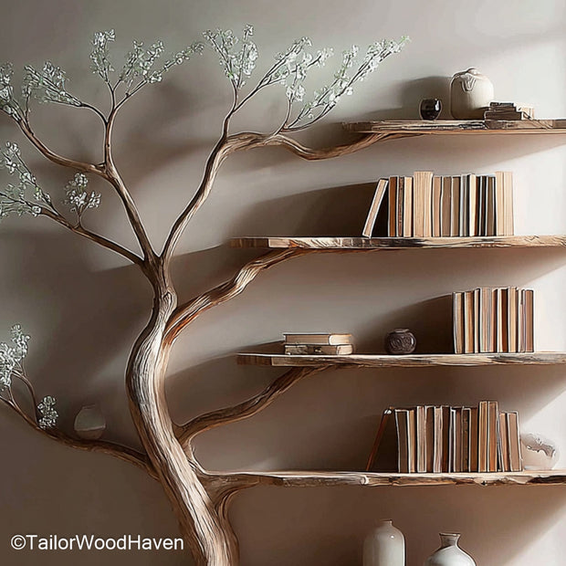 Tree Trunk Bookcase Rustic Bookcase Designed Like a Tree Trunk, Made from Solid Wood for Cozy and Earthy Room Themes