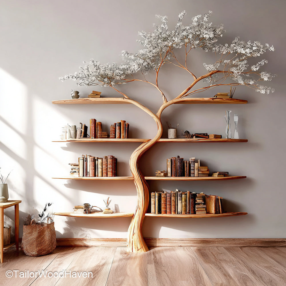 Book Shelf Christmas Tree Festive Tree Shaped Bookshelf for Holiday Displays, Made from Durable Wood